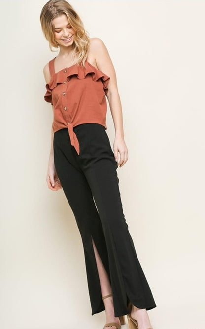 High Waist Wide Split Leg Pants