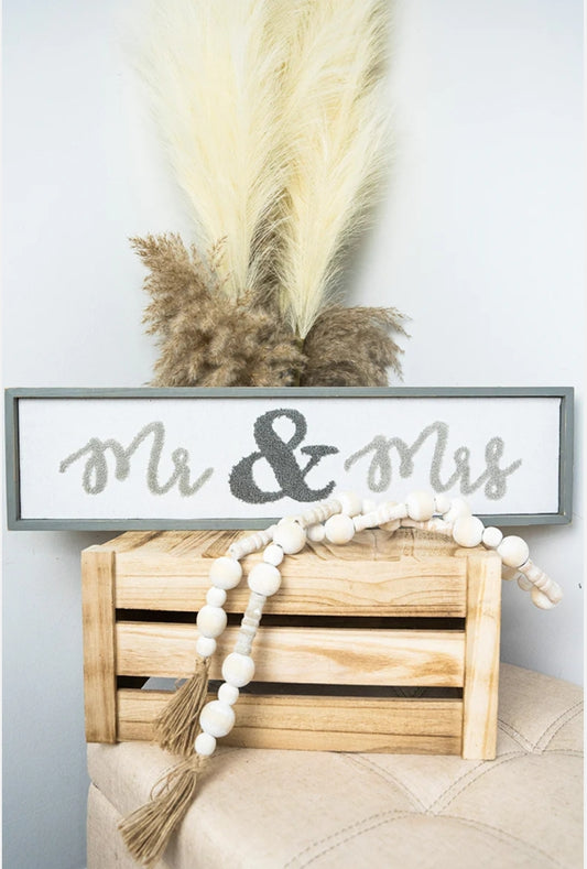 6 X 24 'MR & MRS' Framed Knit Typography Wall Sign