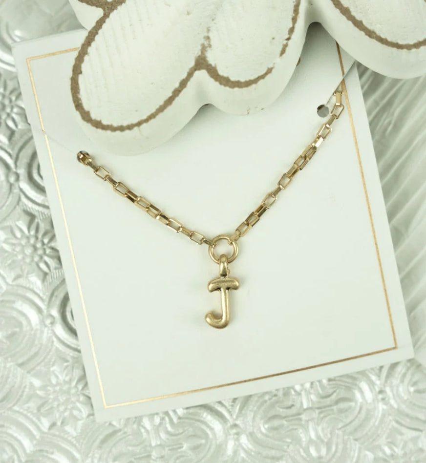 Holly Bubble Letter Goldtone Necklace