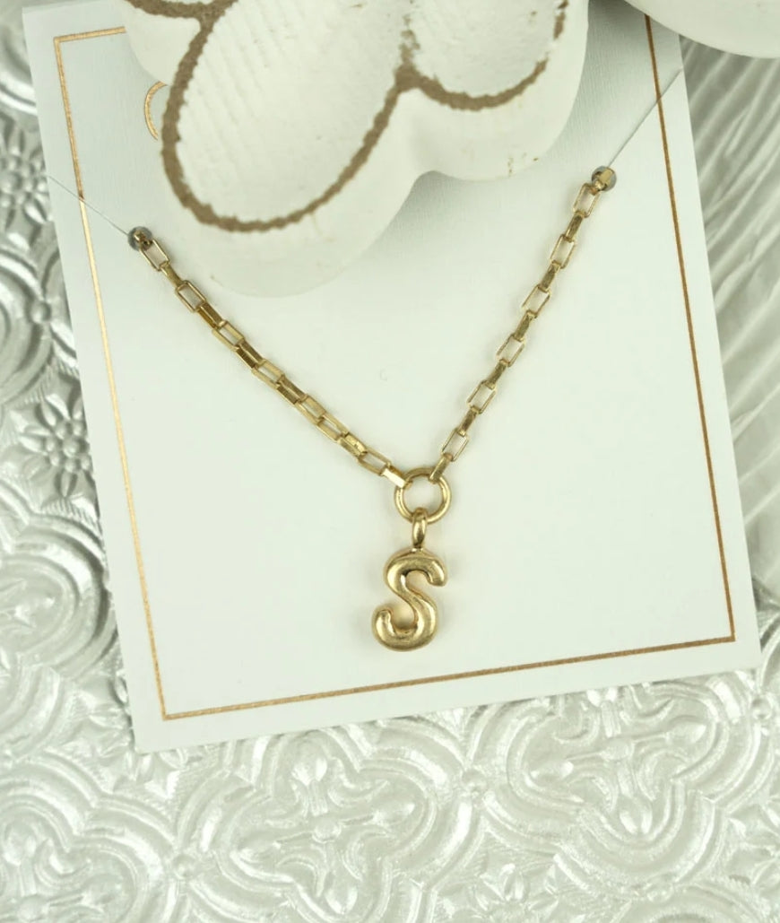 Holly Bubble Letter Goldtone Necklace