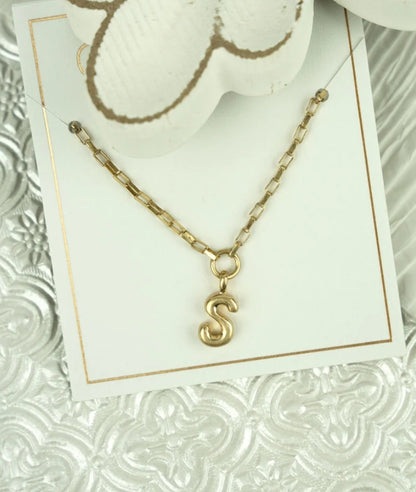 Holly Bubble Letter Goldtone Necklace