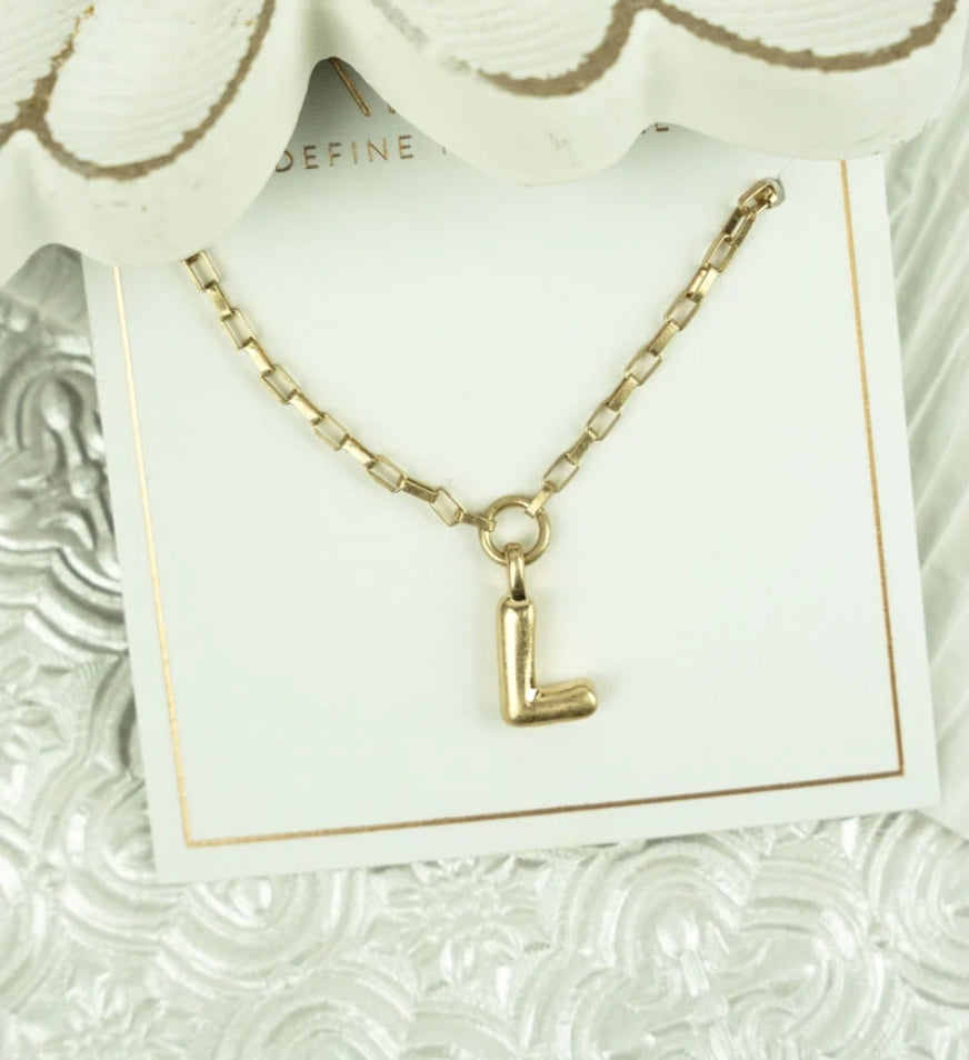 Holly Bubble Letter Goldtone Necklace