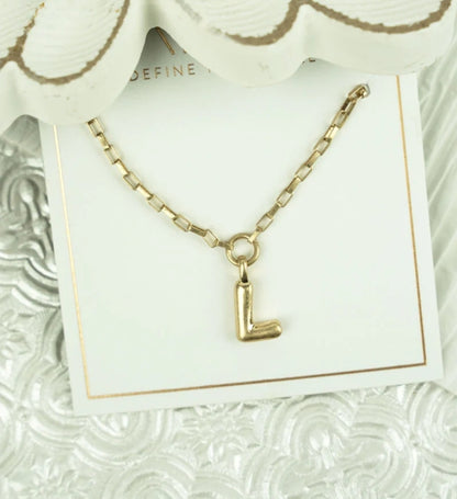 Holly Bubble Letter Goldtone Necklace