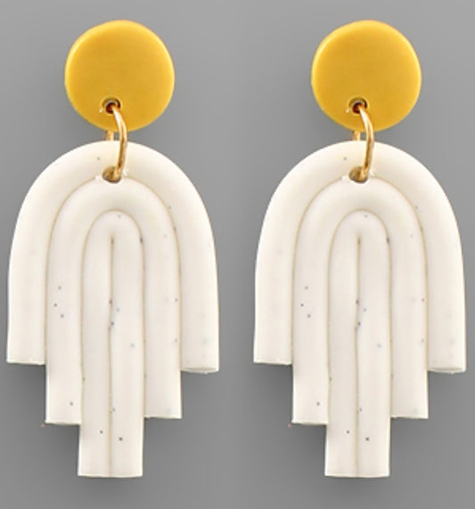 Clay 3 Row Curved Earrings