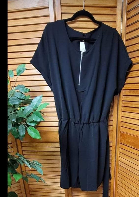 Black Romper With Zipper