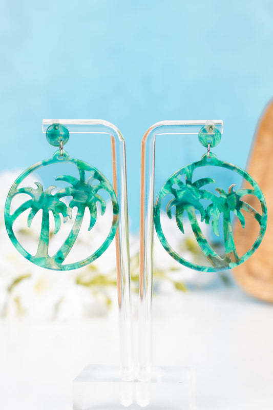 PALM COAST GREEN MARBLED EARRINGS