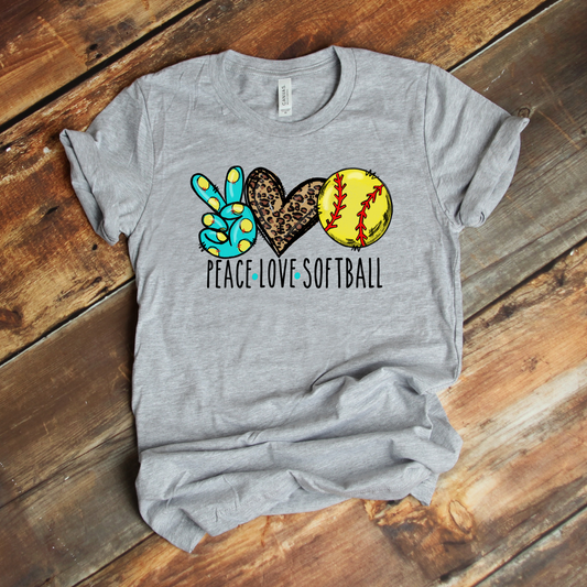 Peace Love Softball Grey Tee(PREORDER)