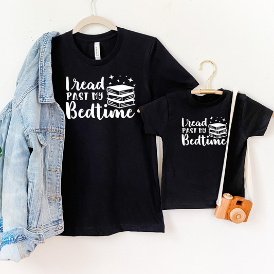 I Read Past My Bedtime Black Tee