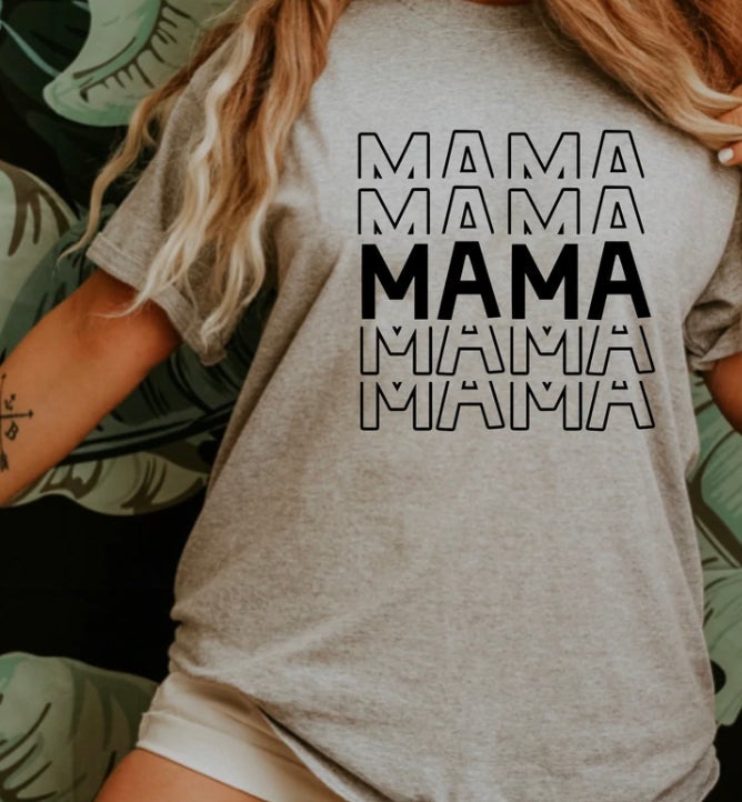 Mama Stacked Grey Tee