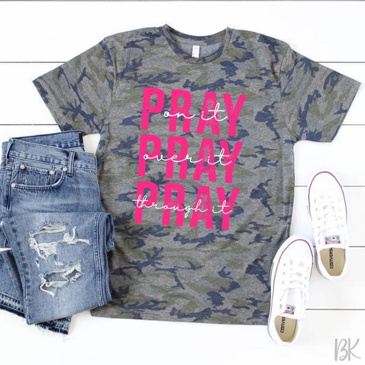 Pray On It/Over It/Through It Vintage Camo Tee