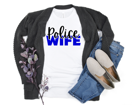 Police Wife White Tee