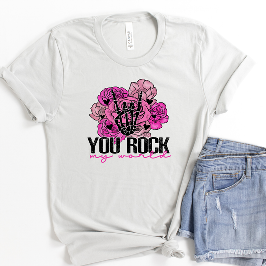 You rock my world silver tee