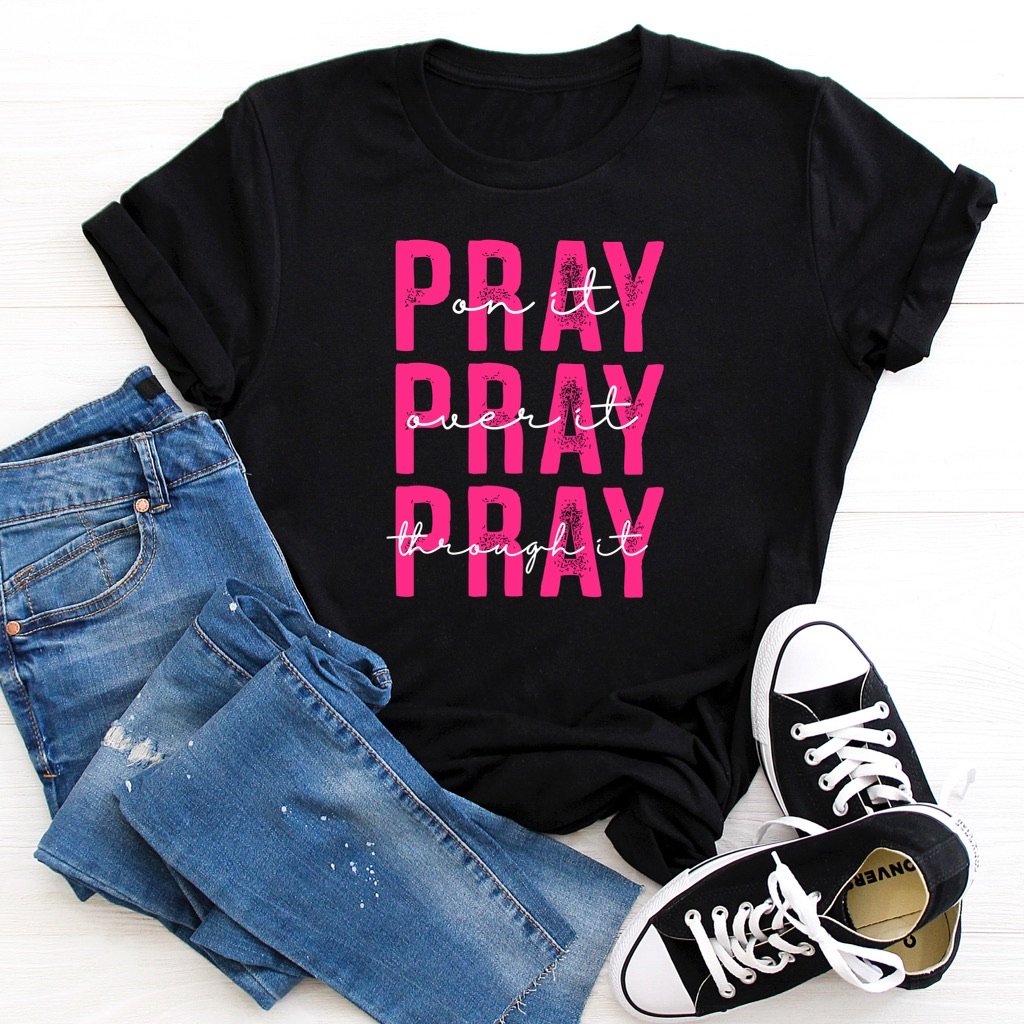 Pink Pray On It Black/Camo Tee