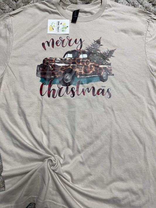 Merry Christmas Leopard Truck Tee