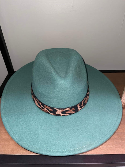 Teal Leopard Felt Hat