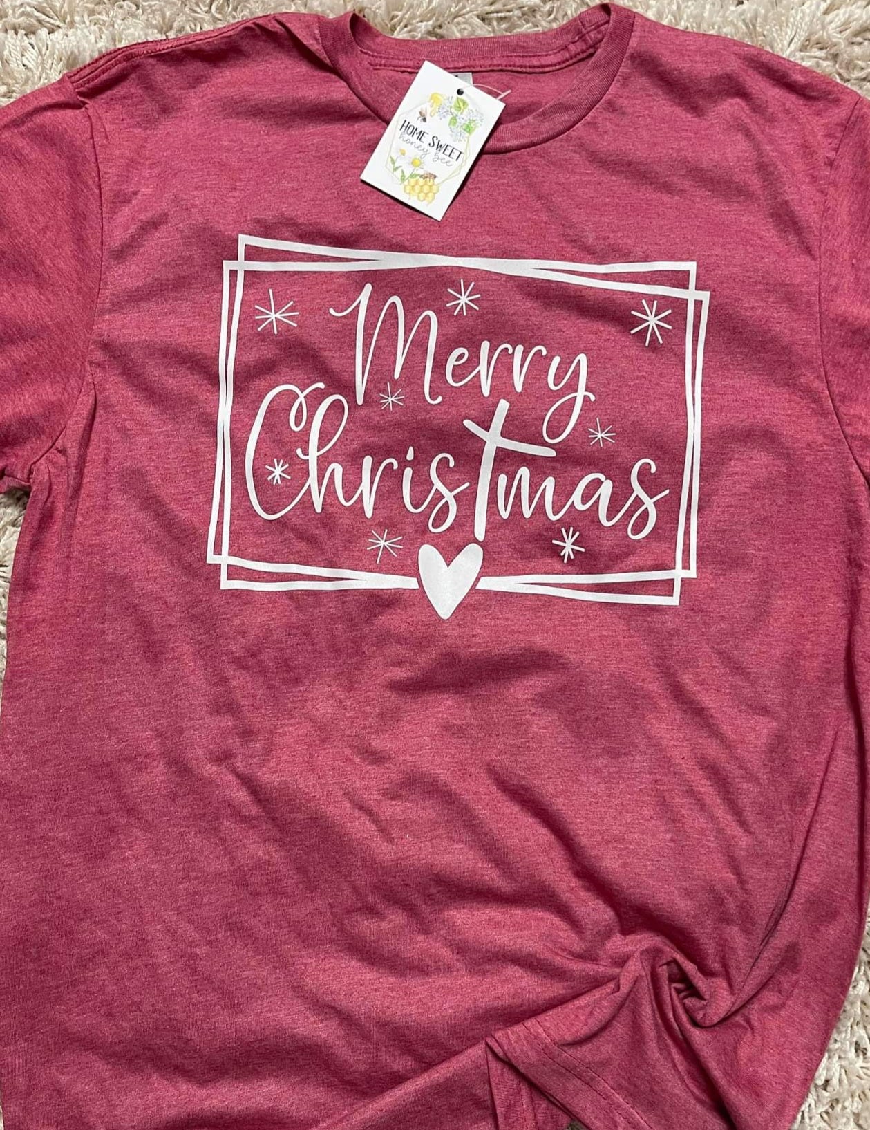 Heather Red "Merry Christmas" tee