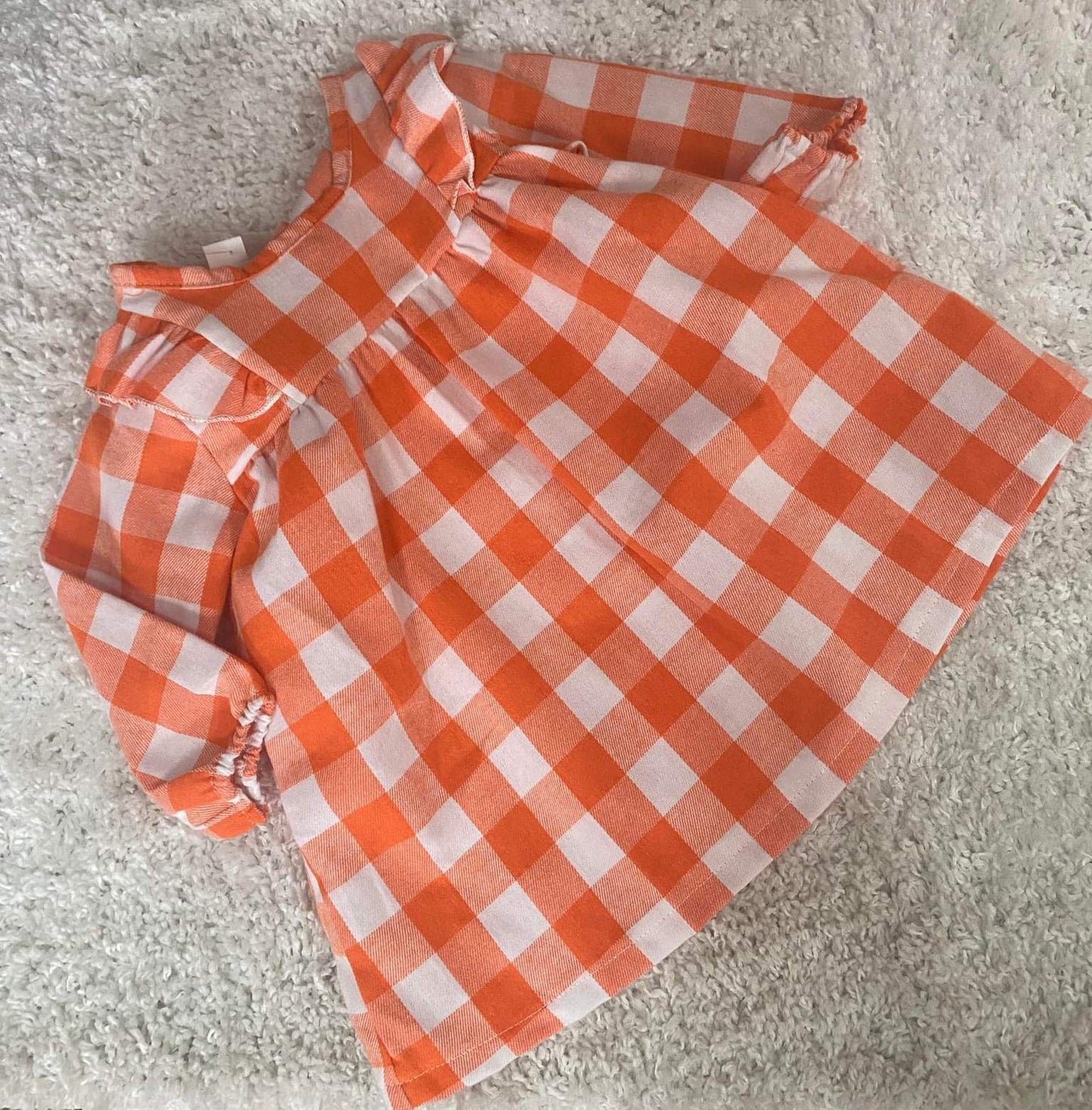 Orange & White Plaid Dress-youth